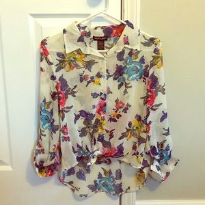 Floral button up top